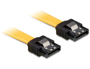 Delock S-ATA III Kabel, 0,1m, gelb, mit Verriegelung